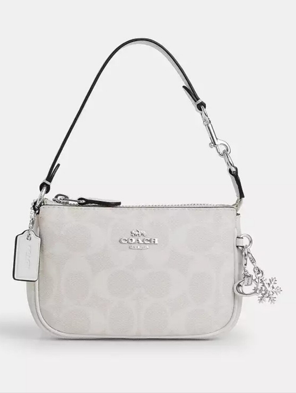 NWT COACH BOXED NOLITA 15 IN SIGNATURE CANVAS - SILVER/CHALK/GLACIER WHITE MULTI
